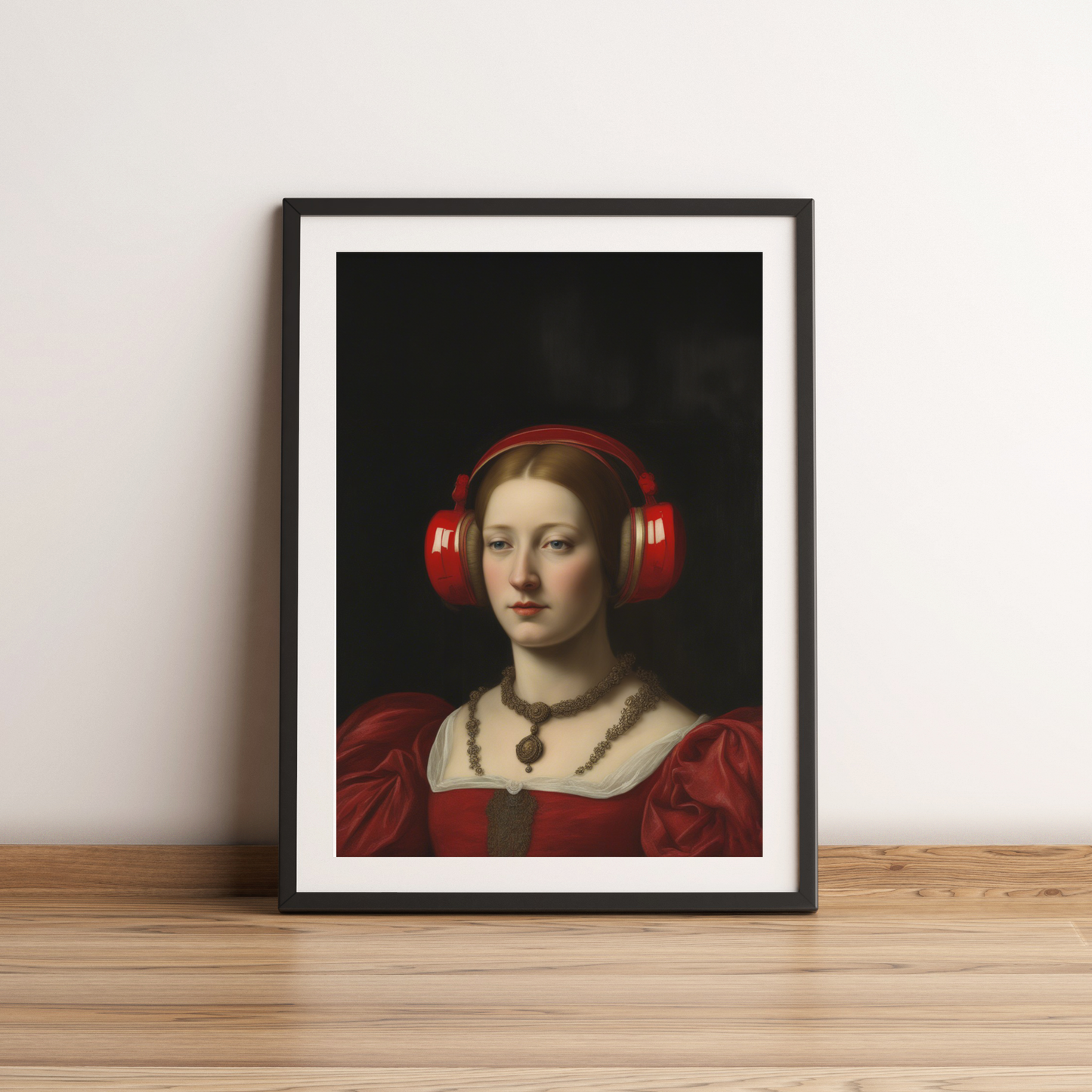 Rotes Headset Frau